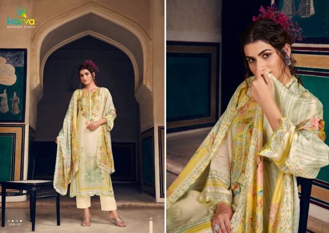 Jannat By Karva designer Viscose Muslin Digital Printed Dress Material Wholesale Shop In Surat